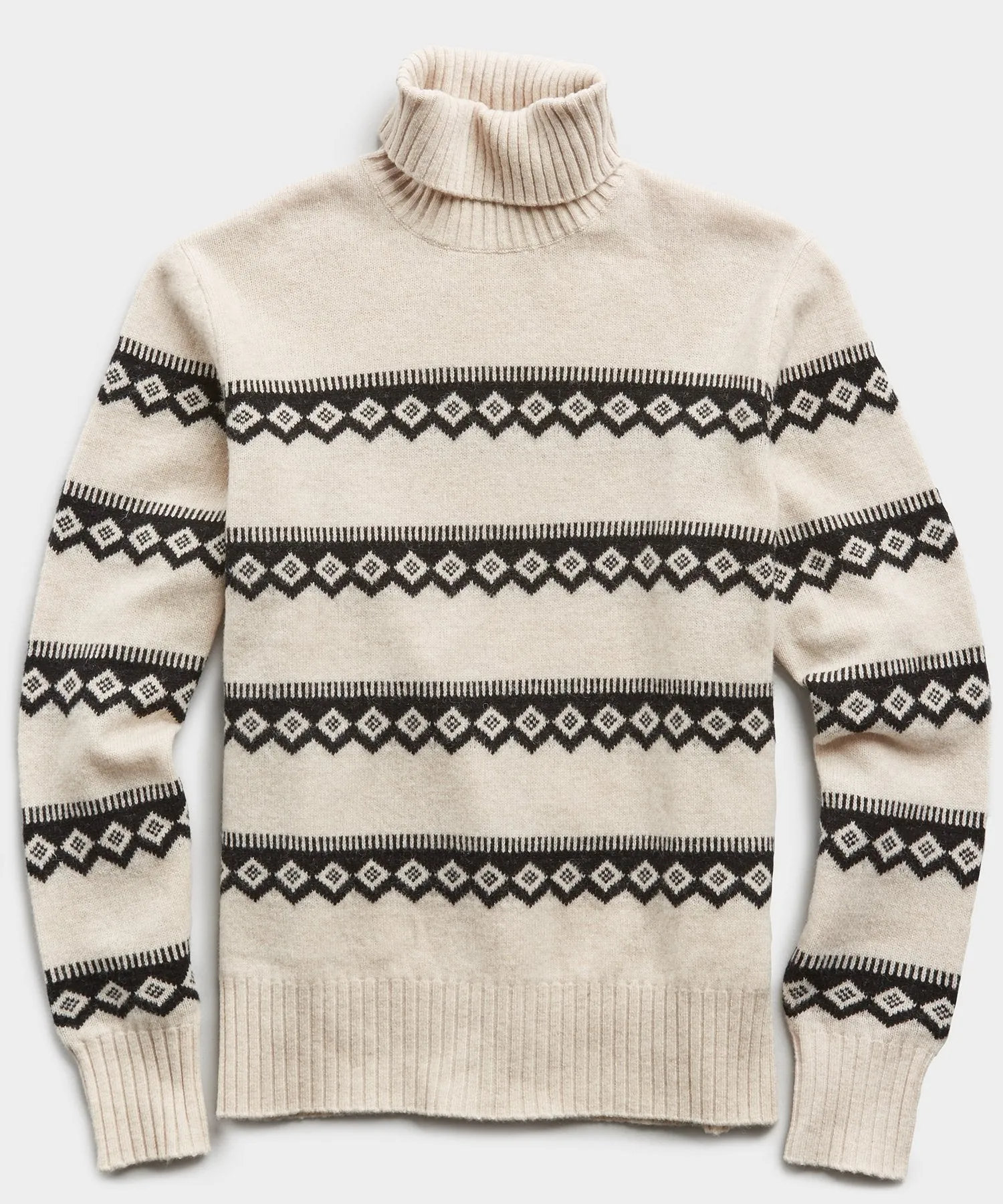 Wool Fairisle Turtleneck in Cream