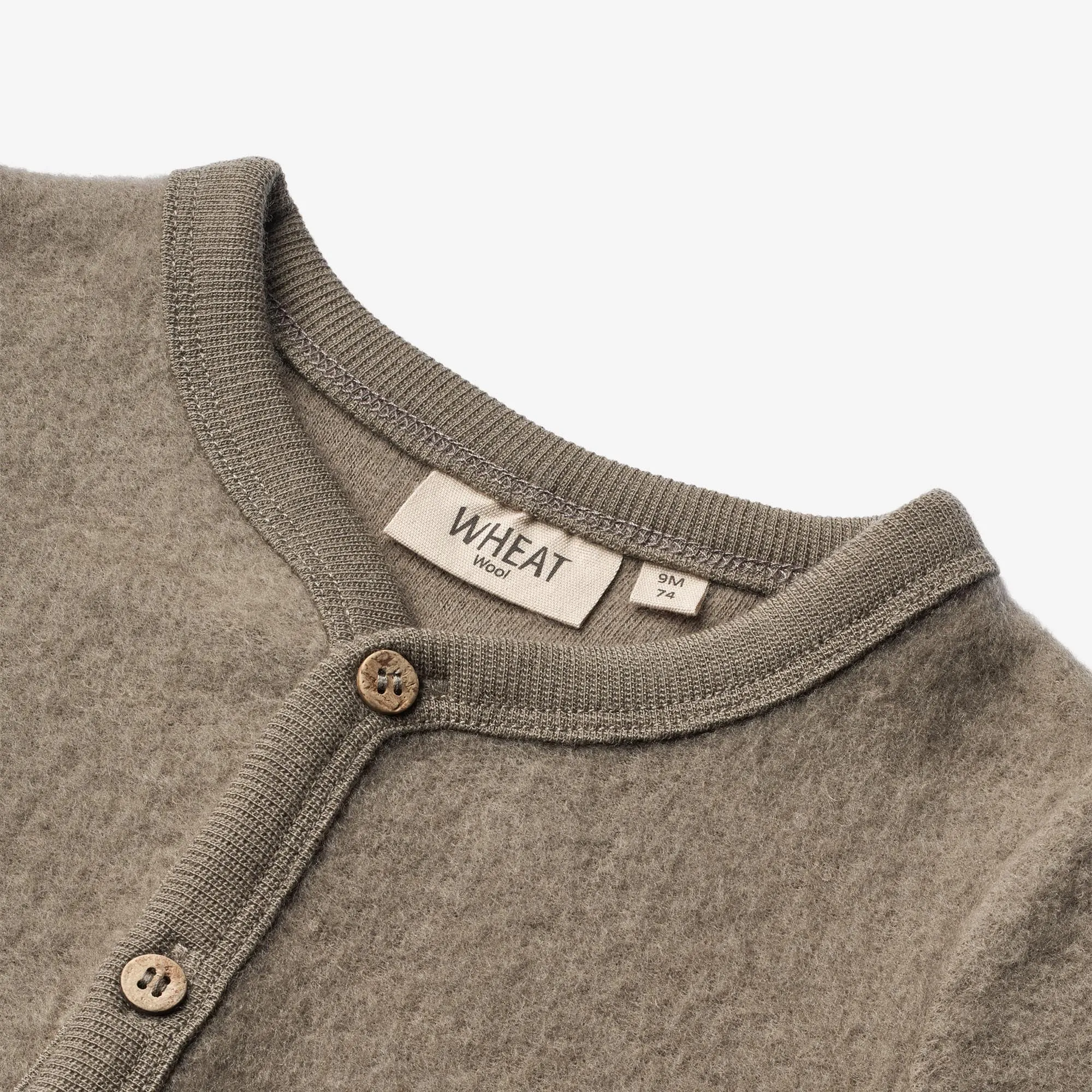 Wool Fleece Cardigan | Baby - grey stone