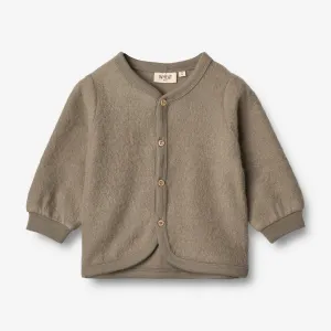 Wool Fleece Cardigan | Baby - grey stone