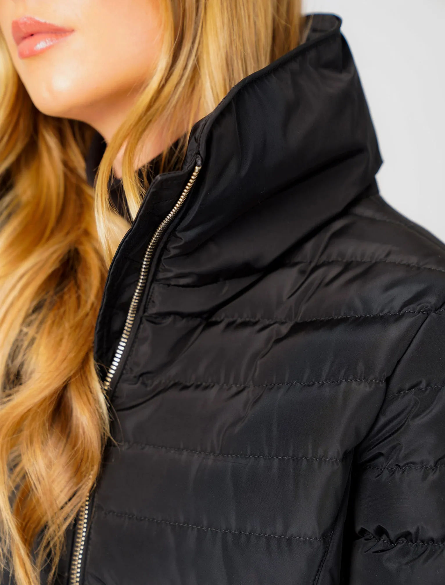 Zelda 2 Funnel Neck Quilted Jacket in Black - Tokyo Laundry